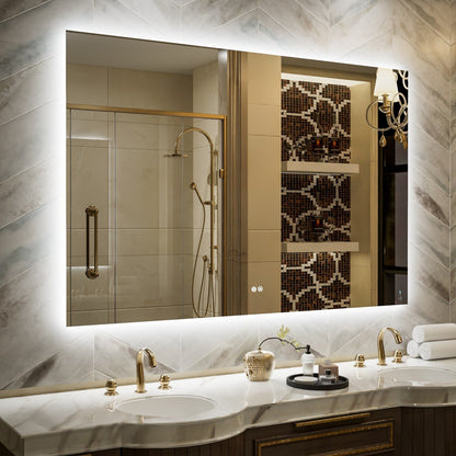 Navi LED Bathroom Mirror 60" x 40" with Backlit,Mirror with Lights Wall Mounted Anti Fog,Led Mirror for Bathroom,HD Tempered Glass,Shatter - Proof