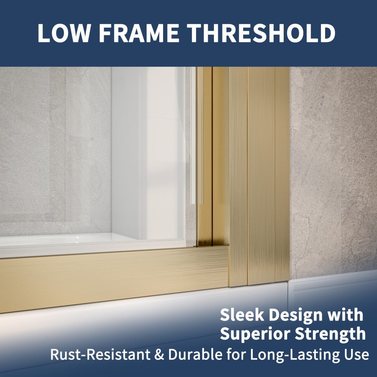 Nexus 44-48W x 70.H Framed Tri-Fold Sliding Shower Door, 1/4 in. Clear Tempered Glass,Brushed Gold Finish