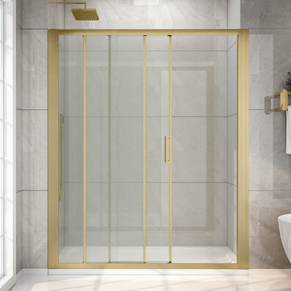 Nexus 44-48W x 70.H Framed Tri-Fold Sliding Shower Door, 1/4 in. Clear Tempered Glass,Brushed Gold Finish