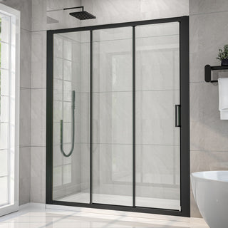 Nexus 44-48W x 70.H Framed Tri-Fold Sliding Shower Door, 1/4 in. Clear Tempered Glass,Matte Black Finish