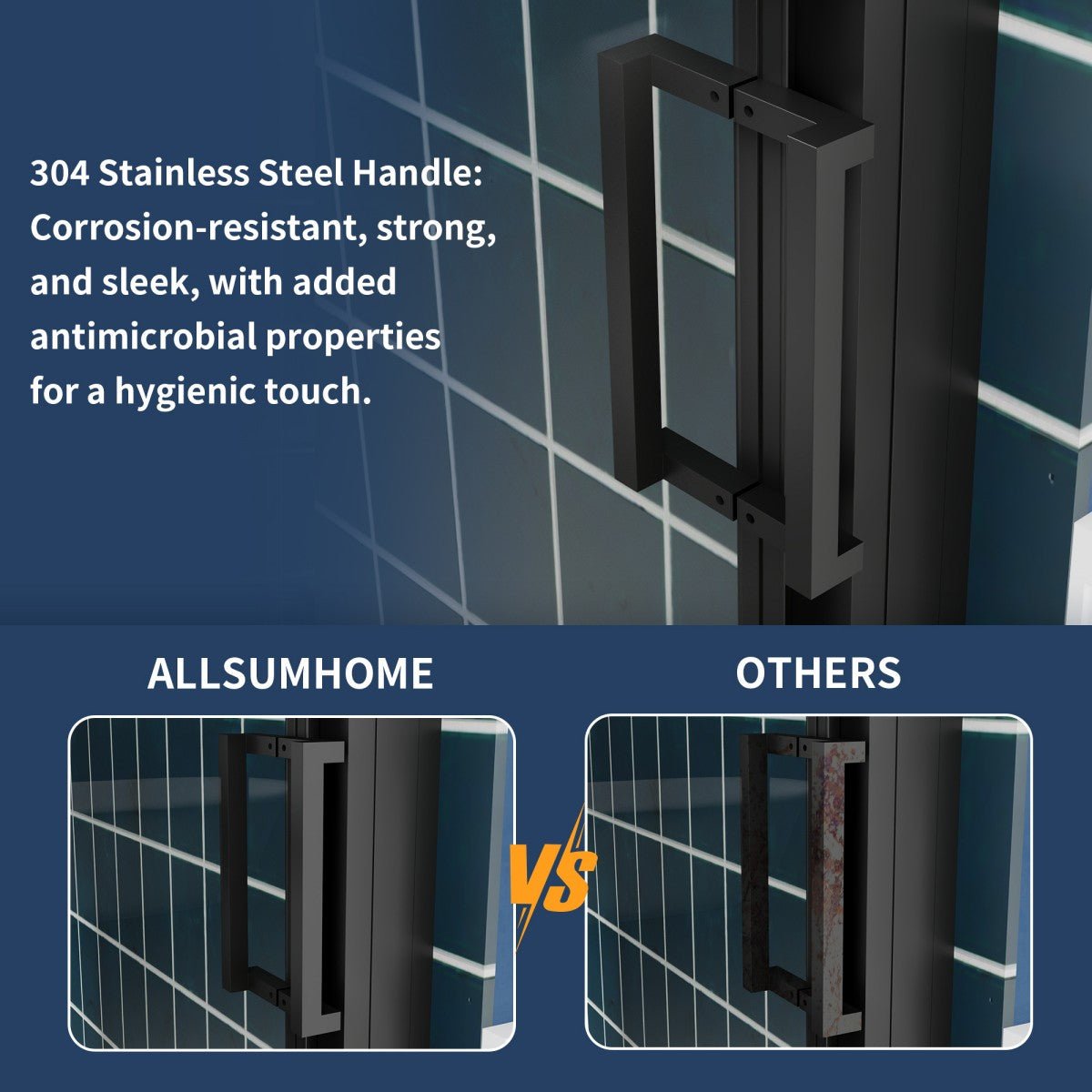 Nexus 44-48W x 70.H Framed Tri-Fold Sliding Shower Door, 1/4 in. Clear Tempered Glass,Matte Black Finish