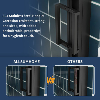 Nexus 44-48W x 70.H Framed Tri-Fold Sliding Shower Door, 1/4 in. Clear Tempered Glass,Matte Black Finish