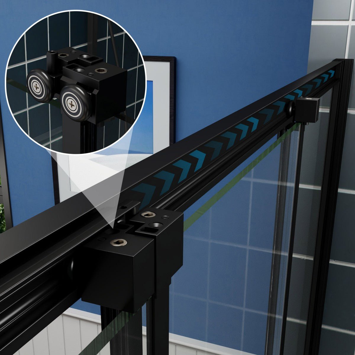 Nexus 44-48W x 70.H Framed Tri-Fold Sliding Shower Door, 1/4 in. Clear Tempered Glass,Matte Black Finish