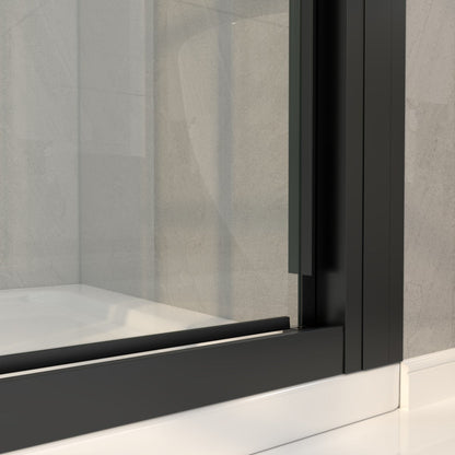 Nexus 44-48W x 70.H Framed Tri-Fold Sliding Shower Door, 1/4 in. Clear Tempered Glass,Matte Black Finish