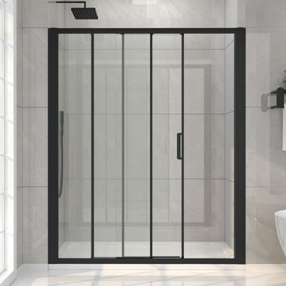 Nexus 44-48W x 70.H Framed Tri-Fold Sliding Shower Door, 1/4 in. Clear Tempered Glass,Matte Black Finish