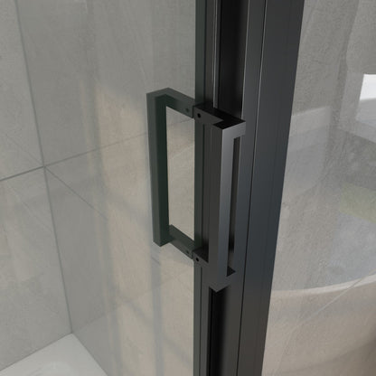 Nexus 44-48W x 70.H Framed Tri-Fold Sliding Shower Door, 1/4 in. Clear Tempered Glass,Matte Black Finish