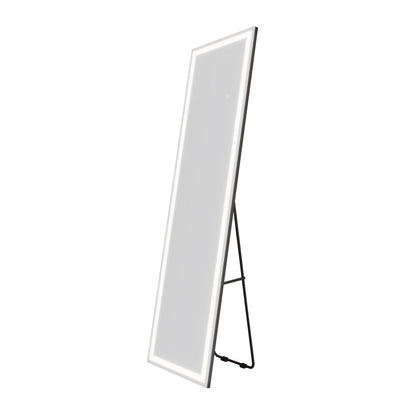 Nivor 60"x16" Dimmable LED Full-Length Floor Framed Mirror with Stand, 3-Color Lights & Wall-Mount Option