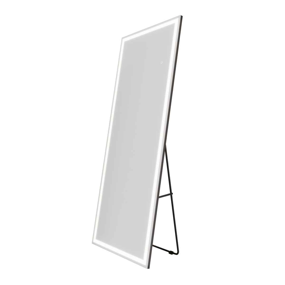 Nivor 63"x24" Dimmable LED Full-Length Floor Framed Mirror with Stand, 3-Color Lights & Wall-Mount Option