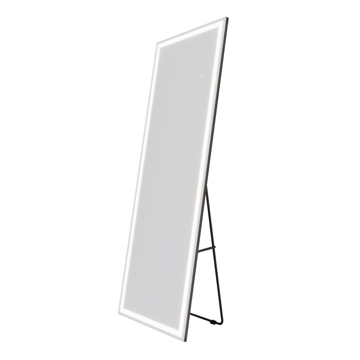 Nivor 64"x21" Dimmable LED Full-Length Floor Framed Mirror with Stand, 3-Color Lights & Wall-Mount Option