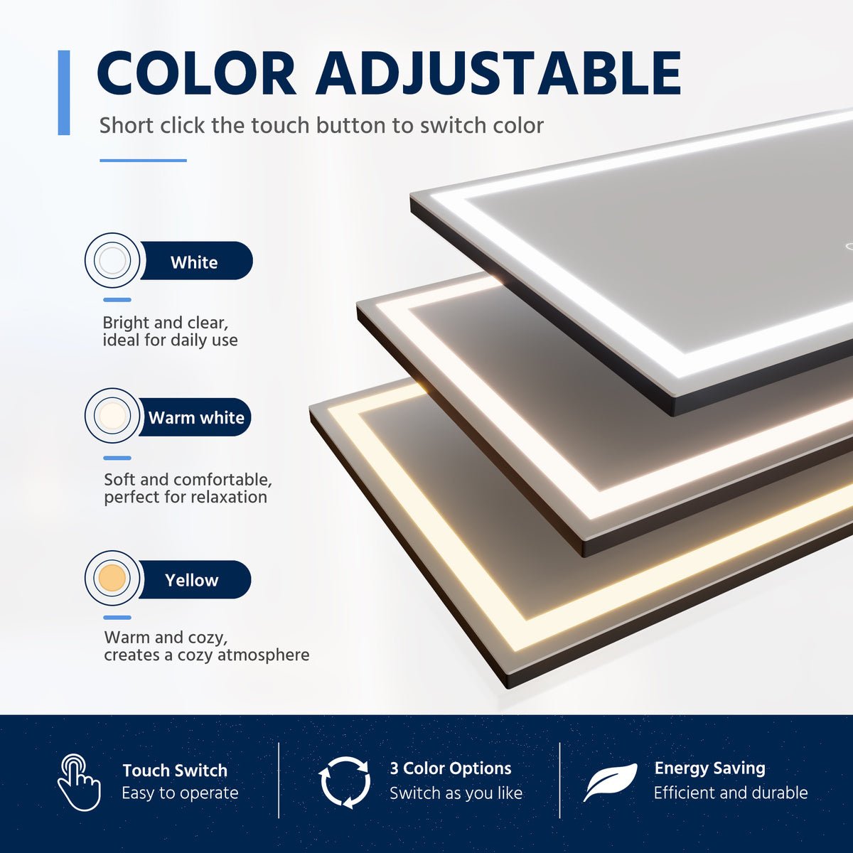 Nivor 67"x24" Dimmable LED Full-Length Floor Framed Mirror with Stand, 3-Color Lights & Wall-Mount Option