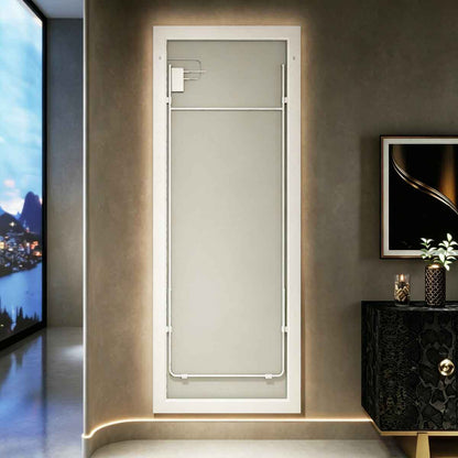 Nivor 75"x28" Dimmable LED Full-Length Floor Framed Mirror with Stand, 3-Color Lights & Wall-Mount Option