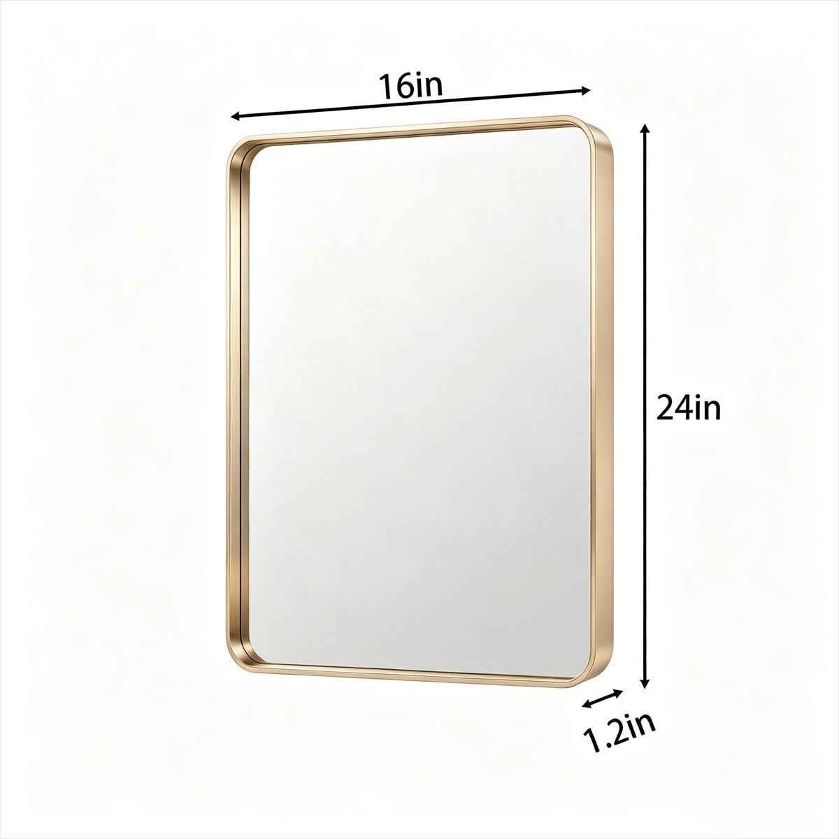 Noir 16" x 24" Gold Framed Rectangular Bathroom Mirror