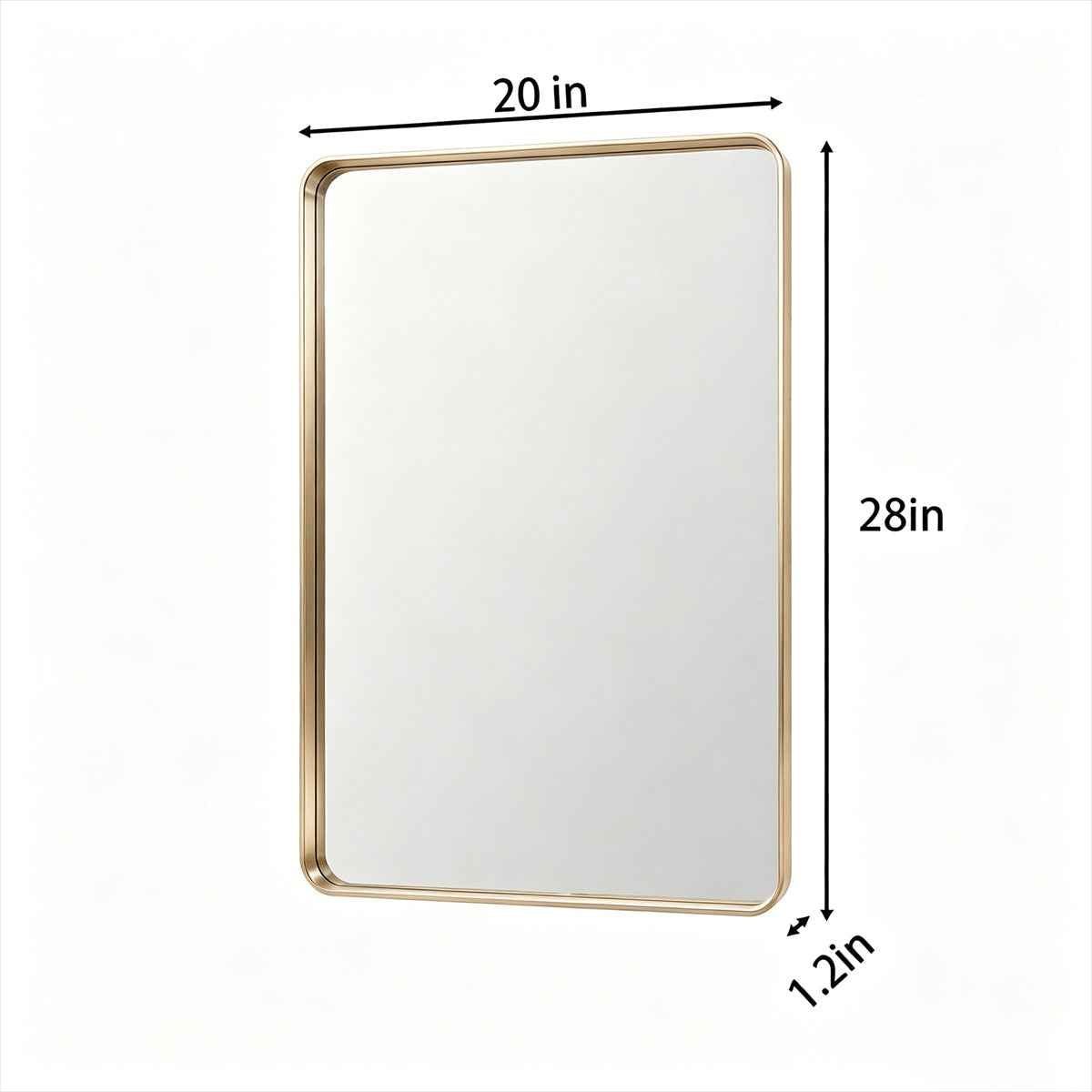 Noir 20" x 28" Gold Framed Rectangular Bathroom Mirror