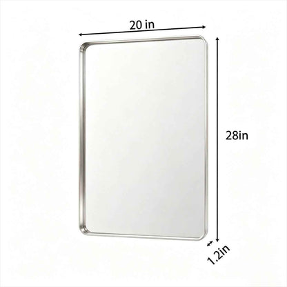 Noir 20" x 28" Silver Framed Rectangular Bathroom Mirror