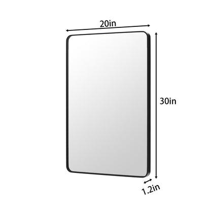 Noir 20" x 30" Vanity Mirror – Modern, Elegant, Rectangular Wall Mirror with Tempered Glass, Shatterproof, Rust-Resistant, Matte Black Frame for Bathroom, Living Room & Hallway - ExBriteUSA