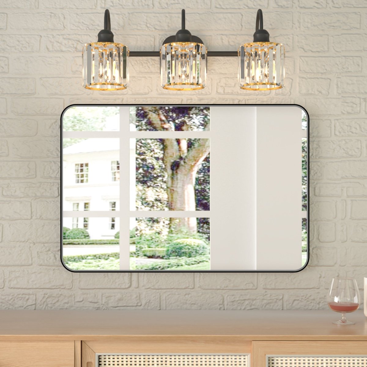 Noir 20" x 30" Vanity Mirror – Modern, Elegant, Rectangular Wall Mirror with Tempered Glass, Shatterproof, Rust-Resistant, Matte Black Frame for Bathroom, Living Room & Hallway - ExBriteUSA
