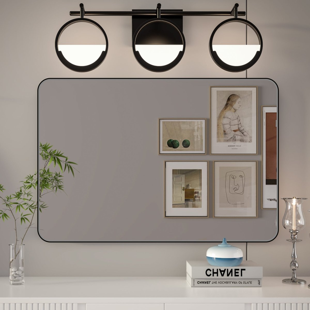 Noir 20" x 30" Vanity Mirror – Modern, Elegant, Rectangular Wall Mirror with Tempered Glass, Shatterproof, Rust-Resistant, Matte Black Frame for Bathroom, Living Room & Hallway - ExBriteUSA
