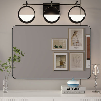 Noir 20" x 30" Vanity Mirror – Modern, Elegant, Rectangular Wall Mirror with Tempered Glass, Shatterproof, Rust-Resistant, Matte Black Frame for Bathroom, Living Room & Hallway - ExBriteUSA