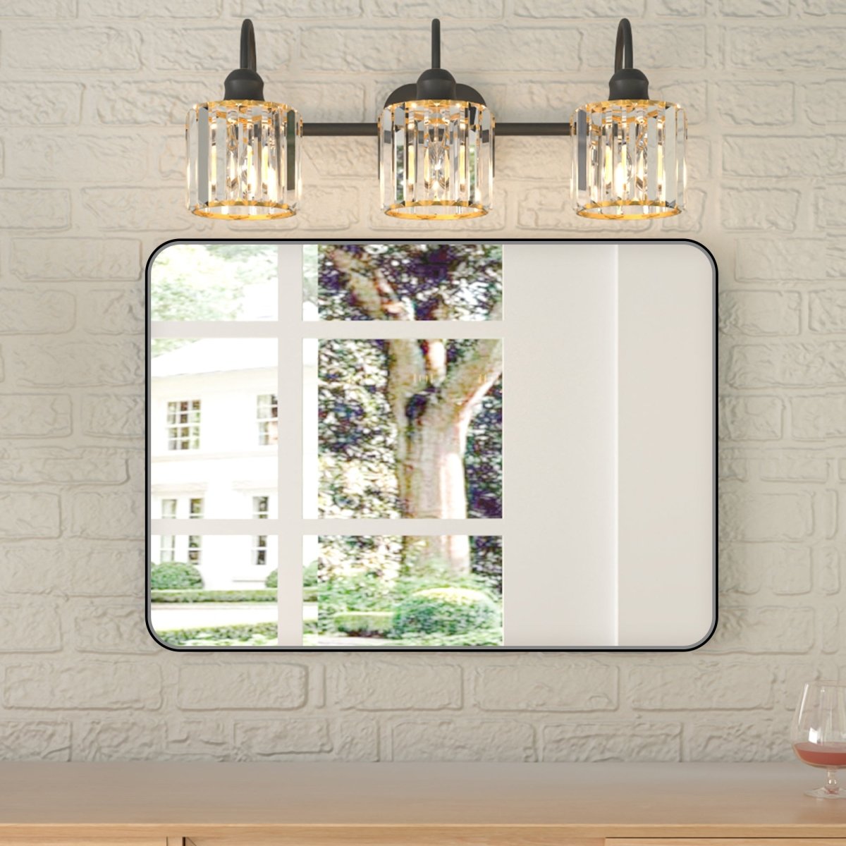 Noir 20" x 28" Vanity Mirror – Modern, Elegant, Rectangular Wall Mirror with Tempered Glass, Shatterproof, Rust-Resistant, Matte Black Frame for Bathroom, Living Room & Hallway - ExBriteUSA