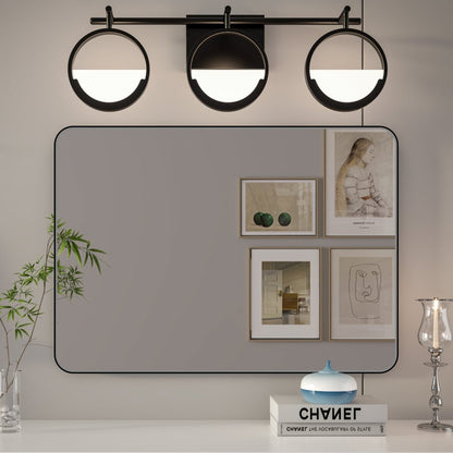 Noir 20" x 28" Vanity Mirror – Modern, Elegant, Rectangular Wall Mirror with Tempered Glass, Shatterproof, Rust-Resistant, Matte Black Frame for Bathroom, Living Room & Hallway - ExBriteUSA