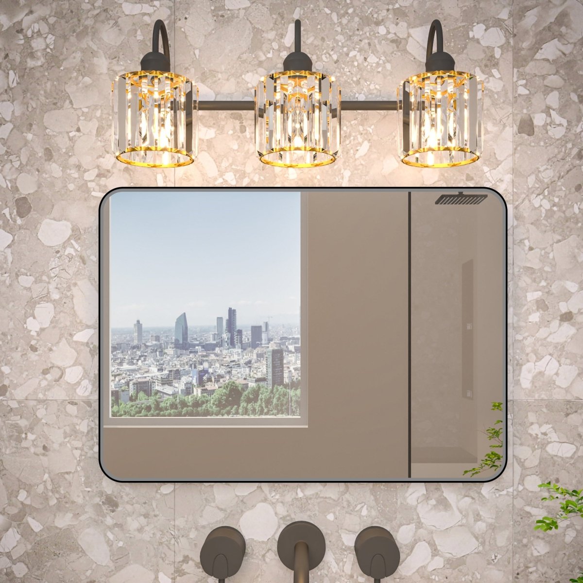 Noir 20" x 28" Vanity Mirror – Modern, Elegant, Rectangular Wall Mirror with Tempered Glass, Shatterproof, Rust-Resistant, Matte Black Frame for Bathroom, Living Room & Hallway - ExBriteUSA