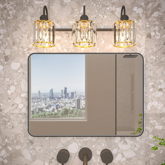 Noir 20x28 Mirror - Modern Rectangular Vanity Mirror with Tempered Glass, Shatterproof Matte Black Frame for Bathroom, Living Room & Hallway