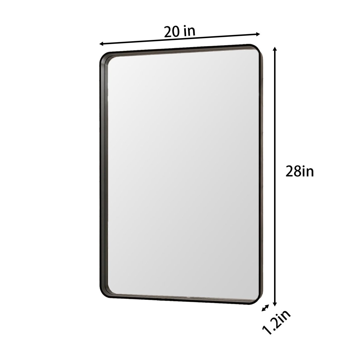 Noir 20" x 28" Vanity Mirror – Modern, Elegant, Rectangular Wall Mirror with Tempered Glass, Shatterproof, Rust-Resistant, Matte Black Frame for Bathroom, Living Room & Hallway - ExBriteUSA