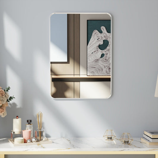 Noir 22" x 30" Silver Framed Rectangular Bathroom Mirror