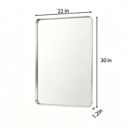 Noir 22" x 30" Silver Framed Rectangular Bathroom Mirror