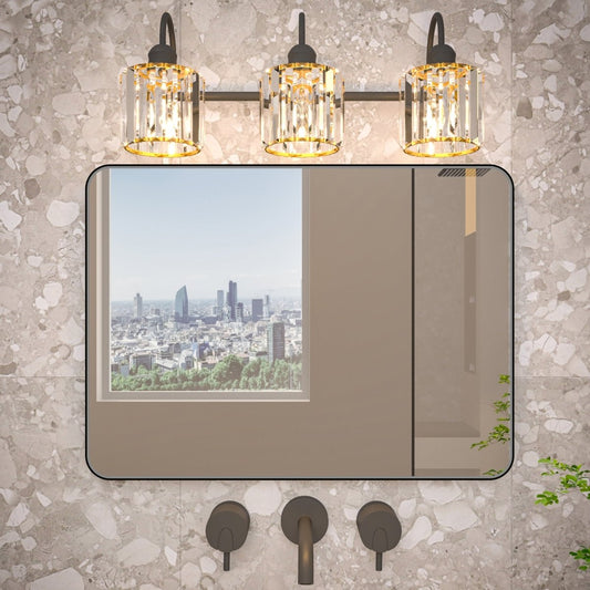 Noir 22" x 30" Vanity Mirror – Modern, Elegant, Rectangular Wall Mirror with Tempered Glass, Shatterproof, Rust-Resistant, Matte Black Frame for Bathroom, Living Room & Hallway