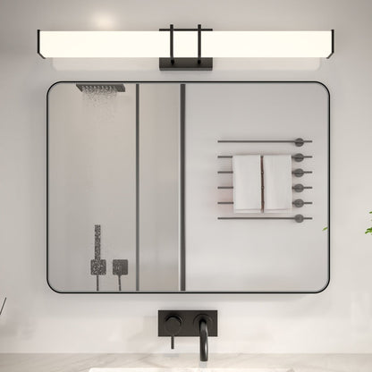 Noir 24" x 32" Vanity Mirror – Modern, Elegant, Rectangular Wall Mirror with Tempered Glass, Shatterproof, Rust-Resistant, Matte Black Frame for Bathroom, Living Room & Hallway - ExBriteUSA