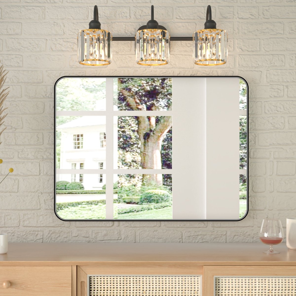 Noir 24" x 32" Vanity Mirror – Modern, Elegant, Rectangular Wall Mirror with Tempered Glass, Shatterproof, Rust-Resistant, Matte Black Frame for Bathroom, Living Room & Hallway - ExBriteUSA