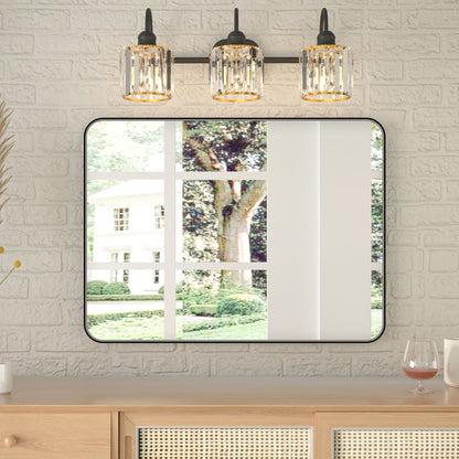 Noir 24" x 32" Vanity Mirror – Modern, Elegant, Rectangular Wall Mirror with Tempered Glass, Shatterproof, Rust-Resistant, Matte Black Frame for Bathroom, Living Room & Hallway - ExBriteUSA