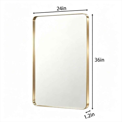 Noir 24" x 36" Gold Framed Rectangular Bathroom Mirror