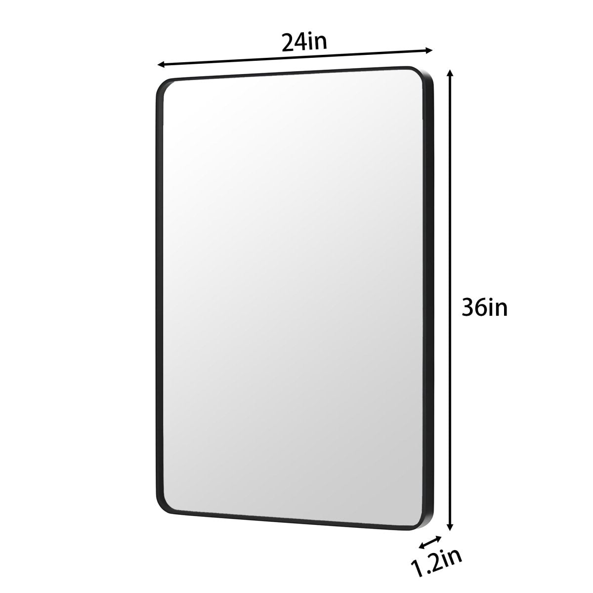 Noir 24" x 36" Vanity Mirror – Modern, Elegant, Rectangular Wall Mirror with Tempered Glass, Shatterproof, Rust-Resistant, Matte Black Frame for Bathroom, Living Room & Hallway - ExBriteUSA