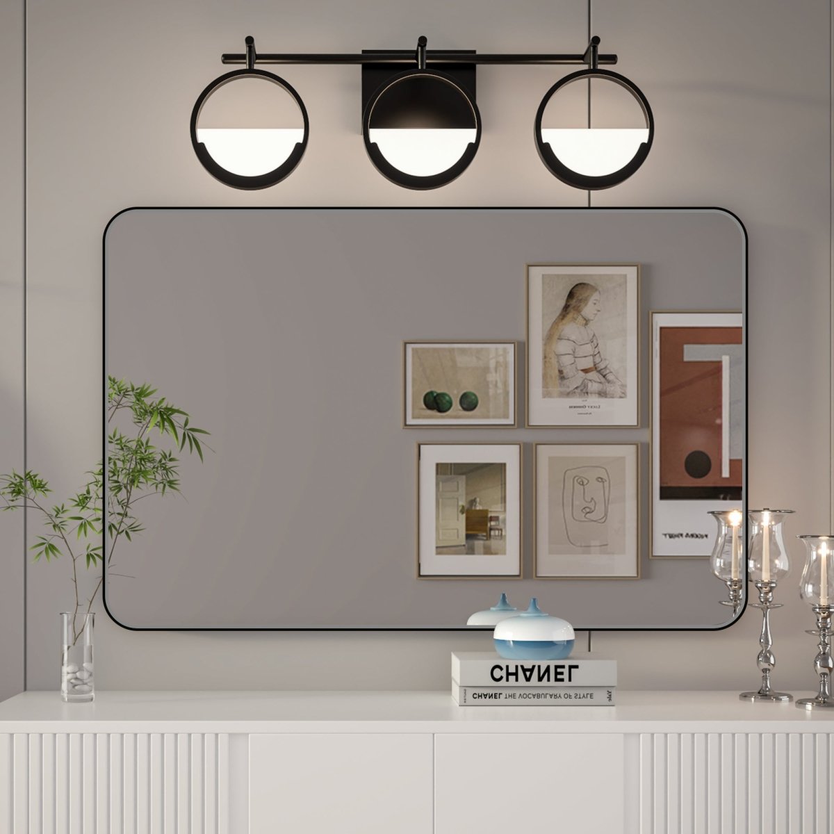 Noir 24" x 36" Vanity Mirror – Modern, Elegant, Rectangular Wall Mirror with Tempered Glass, Shatterproof, Rust-Resistant, Matte Black Frame for Bathroom, Living Room & Hallway - ExBriteUSA
