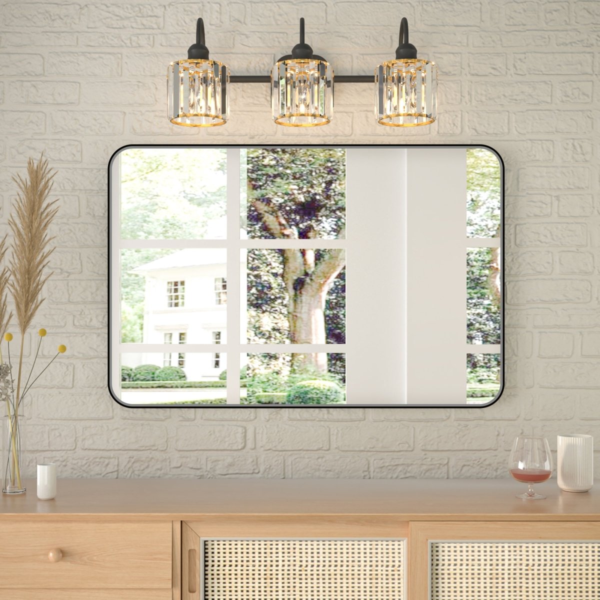 Noir 24" x 36" Vanity Mirror – Modern, Elegant, Rectangular Wall Mirror with Tempered Glass, Shatterproof, Rust-Resistant, Matte Black Frame for Bathroom, Living Room & Hallway - ExBriteUSA