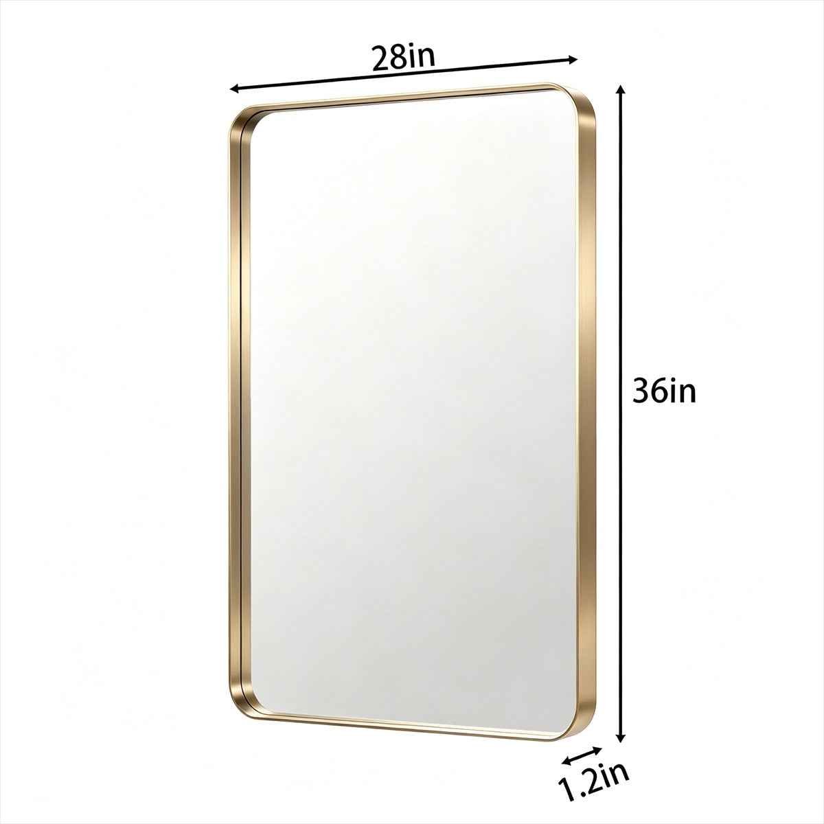 Noir 28" x 36" Gold Framed Rectangular Bathroom Mirror