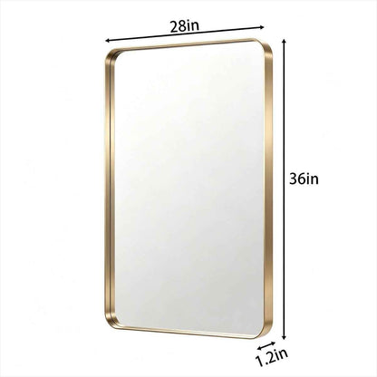 Noir 28" x 36" Gold Framed Rectangular Bathroom Mirror