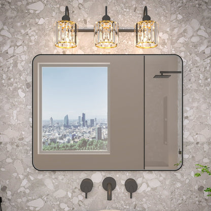Noir 28" x 36" Vanity Mirror – Modern, Elegant, Rectangular Wall Mirror with Tempered Glass, Shatterproof, Rust-Resistant, Matte Black Frame for Bathroom, Living Room & Hallway - ExBriteUSA