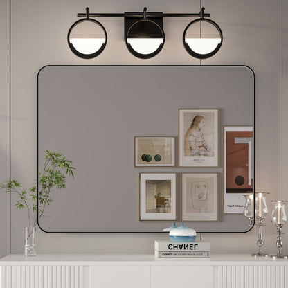 Noir 28" x 36" Vanity Mirror – Modern, Elegant, Rectangular Wall Mirror with Tempered Glass, Shatterproof, Rust-Resistant, Matte Black Frame for Bathroom, Living Room & Hallway - ExBriteUSA