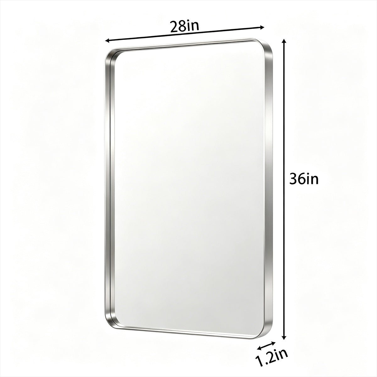 Noir 28" x 36" Silver Framed Rectangular Bathroom Mirror