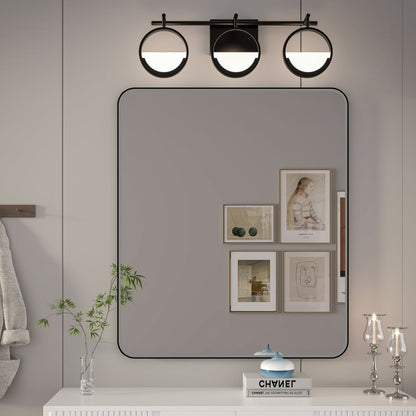 Noir 30" x 36" Vanity Mirror – Modern, Elegant, Rectangular Wall Mirror with Tempered Glass, Shatterproof, Rust-Resistant, Matte Black Frame for Bathroom, Living Room & Hallway - ExBriteUSA