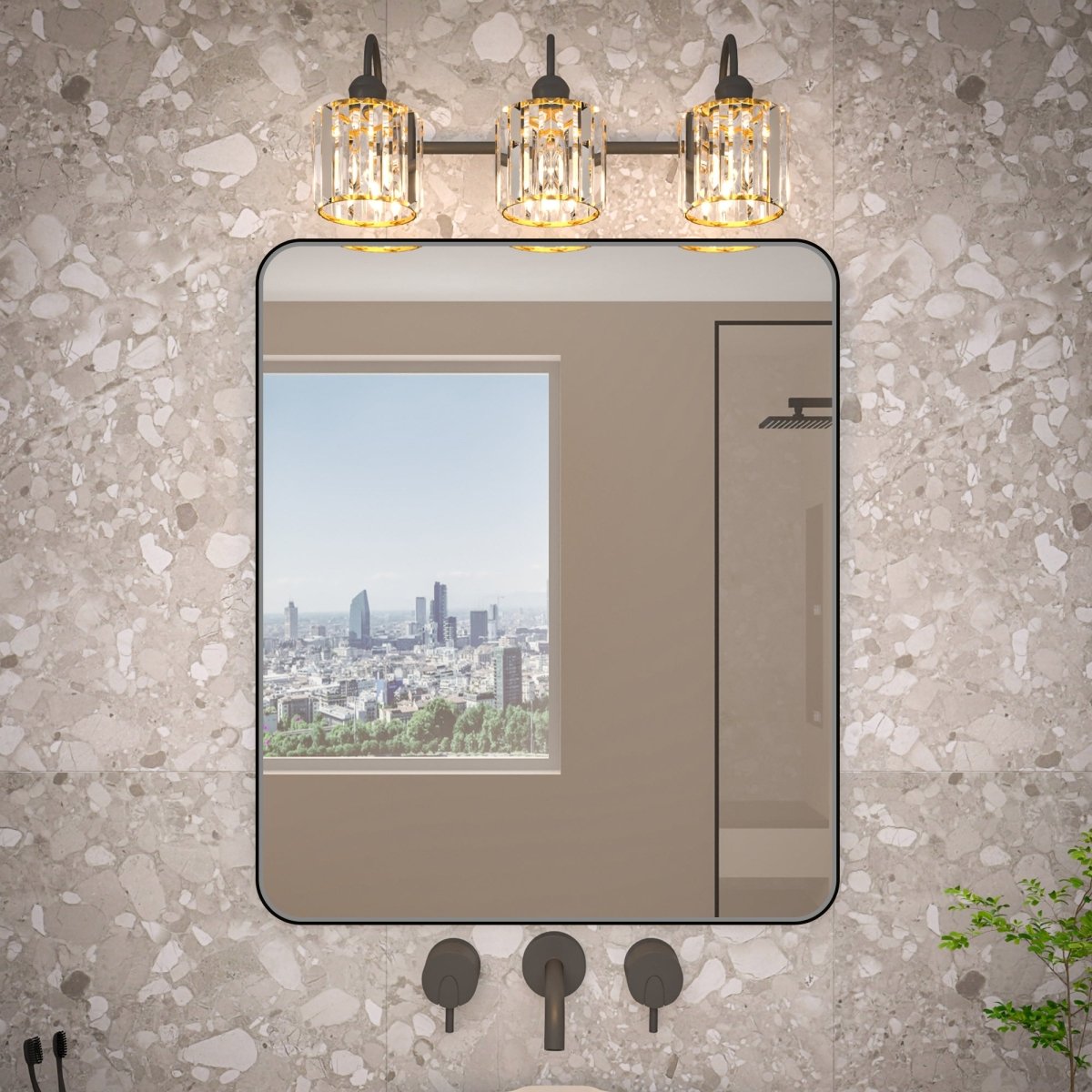 Noir 30" x 36" Vanity Mirror – Modern, Elegant, Rectangular Wall Mirror with Tempered Glass, Shatterproof, Rust-Resistant, Matte Black Frame for Bathroom, Living Room & Hallway - ExBriteUSA