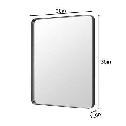 Noir 30" x 36" Vanity Mirror – Modern, Elegant, Rectangular Wall Mirror with Tempered Glass, Shatterproof, Rust-Resistant, Matte Black Frame for Bathroom, Living Room & Hallway - ExBriteUSA
