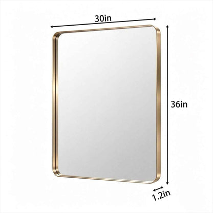 Noir 30" x 36" Gold Framed Rectangular Bathroom Mirror