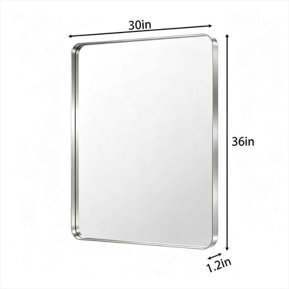Noir 30" x 36" Silver Framed Rectangular Bathroom Mirror