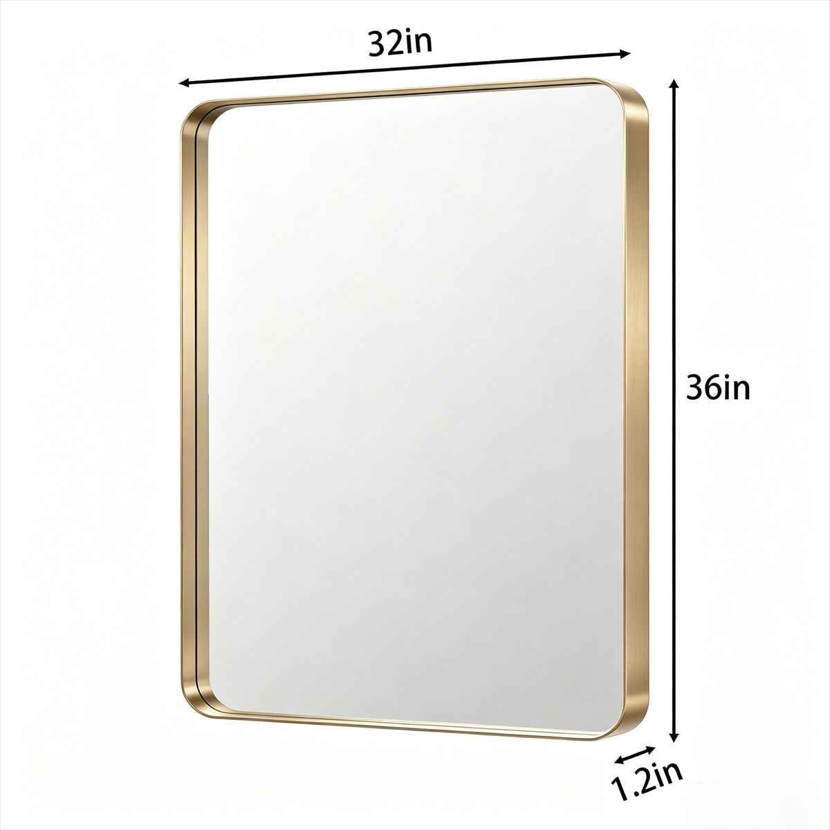 Noir 32" x 36" Gold Framed Rectangular Bathroom Mirror