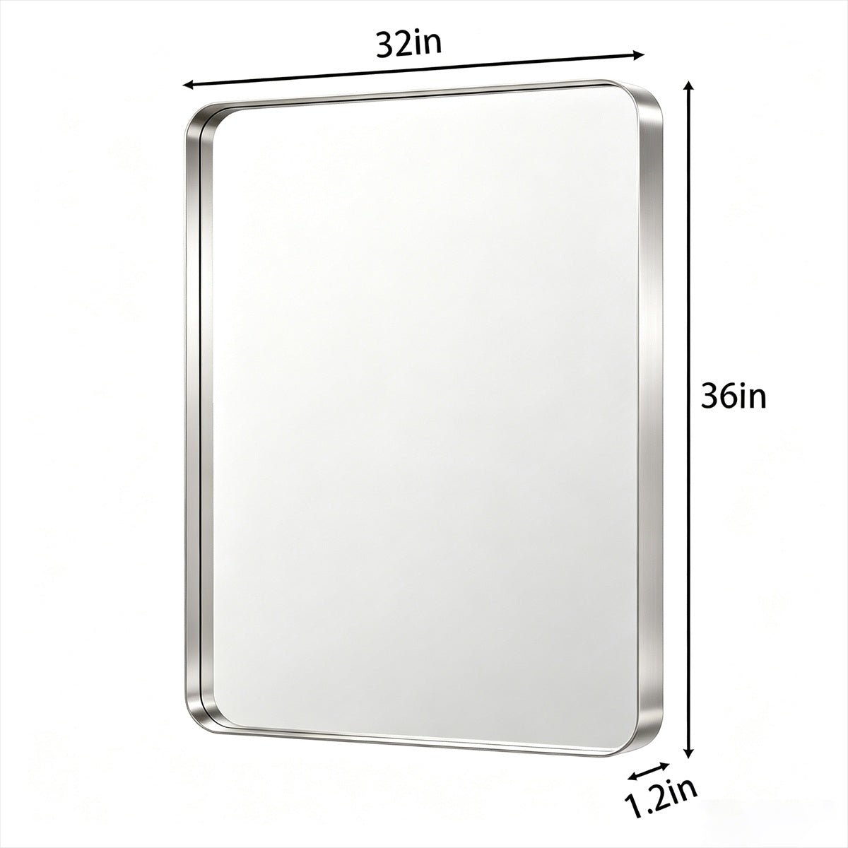 Noir 32" x 36" Silver Framed Rectangular Bathroom Mirror