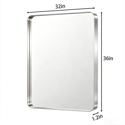 Noir 32" x 36" Silver Framed Rectangular Bathroom Mirror